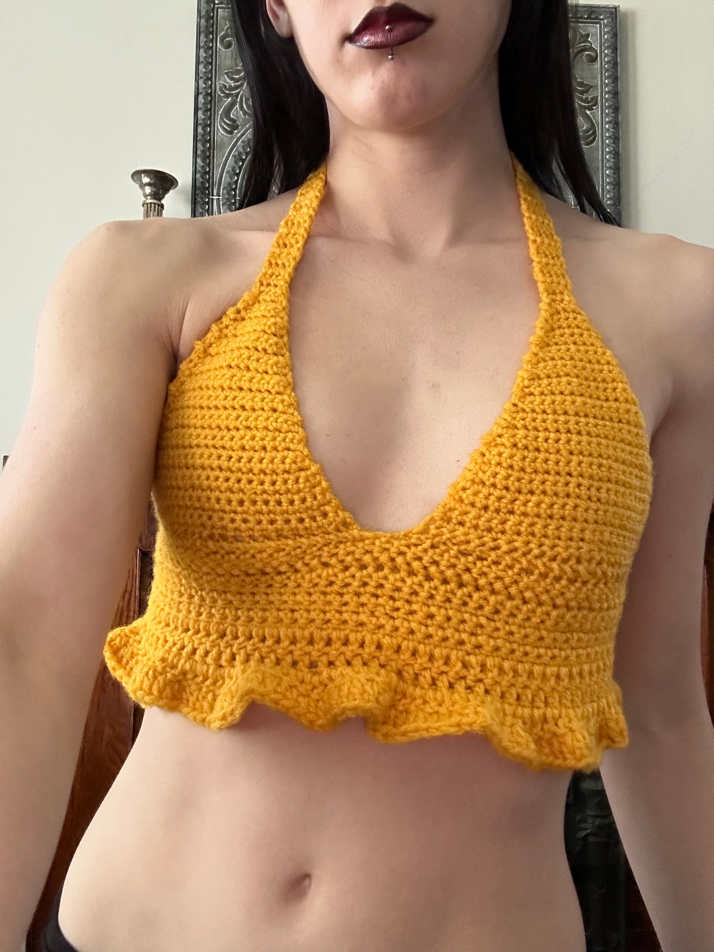 Ruffled halter top